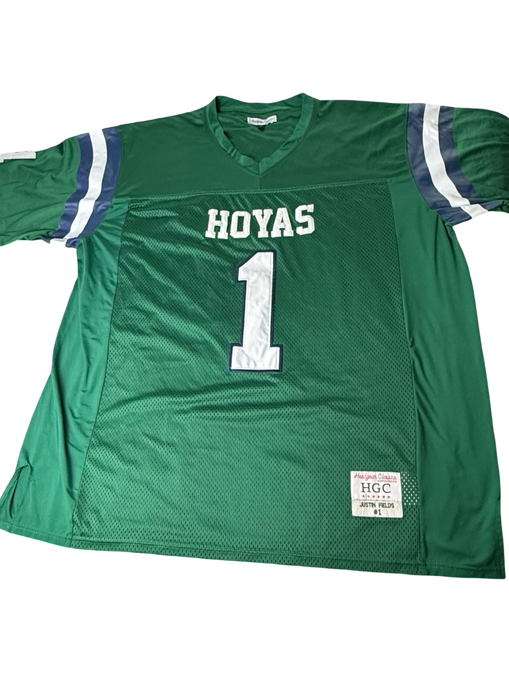 Justin Fields Hoyas #1 Football Jersey Replica High School SZ 7XL Headgear Green